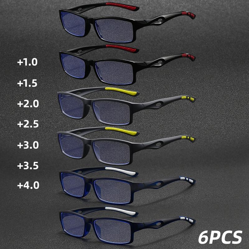 

6/9pcs Ultra Lightweight Personalized Sports Reading Glasses, Anti Blue Light Presbyopia Glasses, Farsightedness Glasses Reader +400