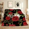 Skull Roses Flannel Blanket Throw Blanket Soft Warm Sofa Bed Camping Car home Decor Unique Christmas Gift C930534