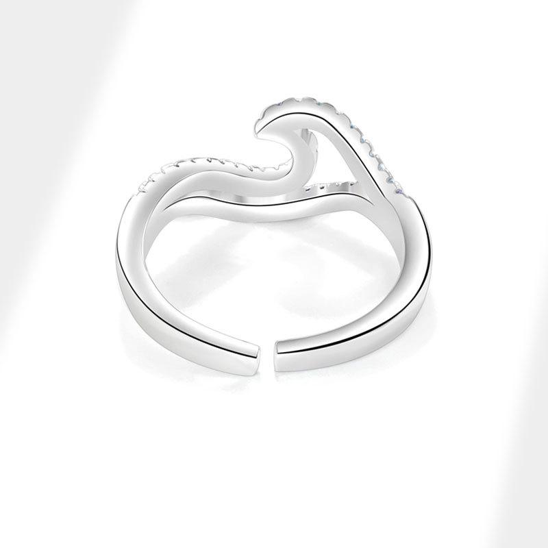 Women's Unique Double Layer Wavy Gradient Blue Index Finger Ring Fashion Jewelry Accessory