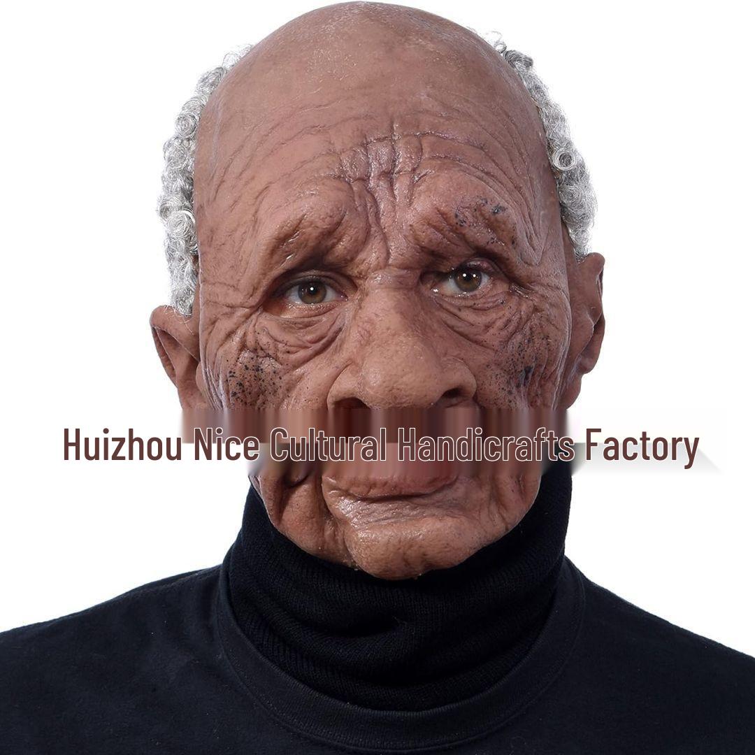 Crying Boy Christmas Latex Headgear: Handsome Old Man Halloween Mask with White Hair Wig