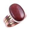 Natural Red Jasper Gemstone Handmade 925 Sterling Silver Two Tone Ring S.10 k7N65