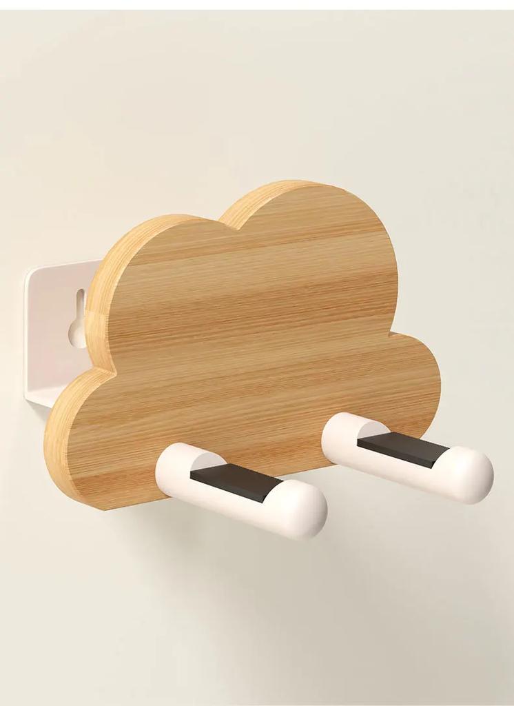 Wood Hair Dryer Rack Light Luxury Bathroom Wall-mounted Bracket Hair Dryer Hanger Air Drum Storage Rack Storage Rack