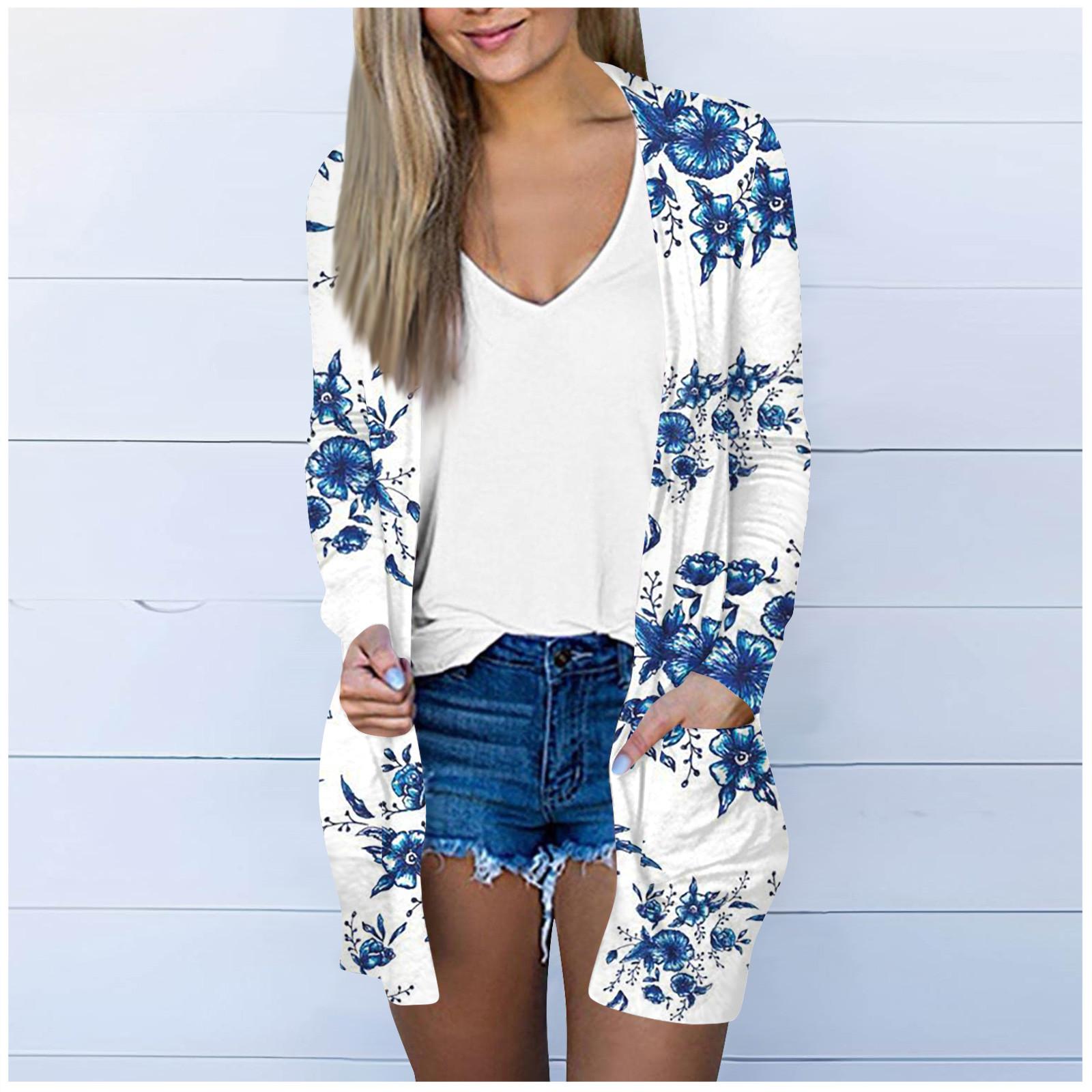 Женская модная свободная повседневная куртка-кардиган средней длины с длинными рукавами — фото 7