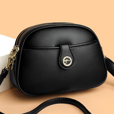 Women's Crossbody Bag Soft Leather Small Square Bag Multi-Compartment Shoulder Bag