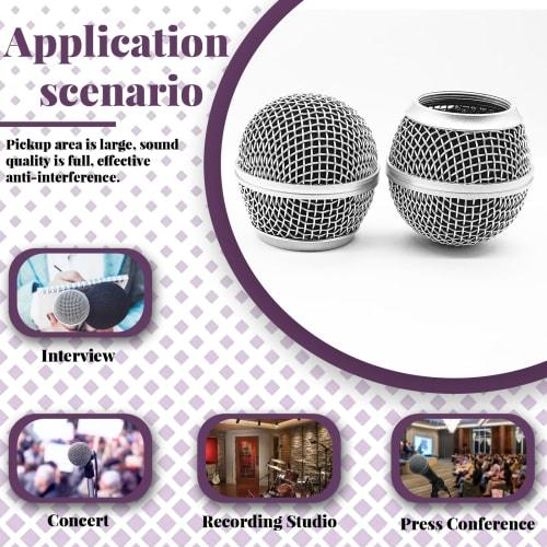 Cionyce SM58 Replacement Microphone Heads, Standard Size Grille Microphone with Foam, Pack of 4