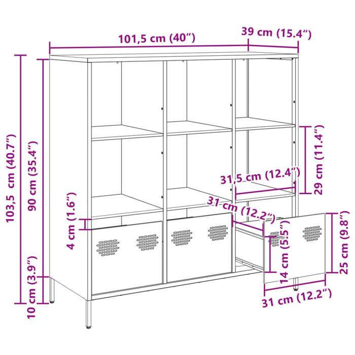 VidaXL Buffet haut anthracite 101,5x39x103,5 cm acier, armoire à livres, armoire à livres moderne, étagère à livres, étagère 851390