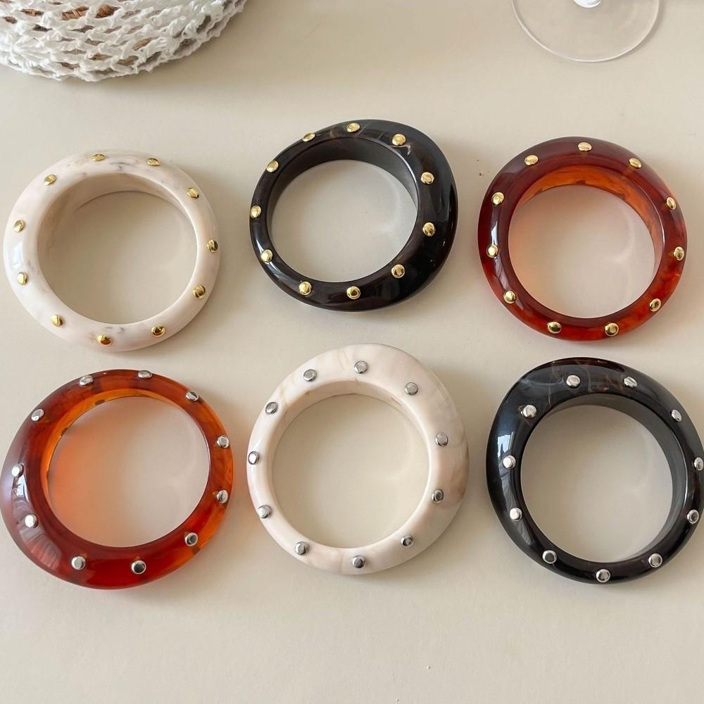 Vintage Geometric Chunky Punk Jewelry Fashion Retro Bangle Irregular Rivet Resin Bracelet Women