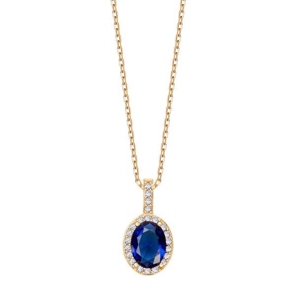 Beautiful Gold-Plated Silver Necklace with Two-Color Cubic Zirconia
