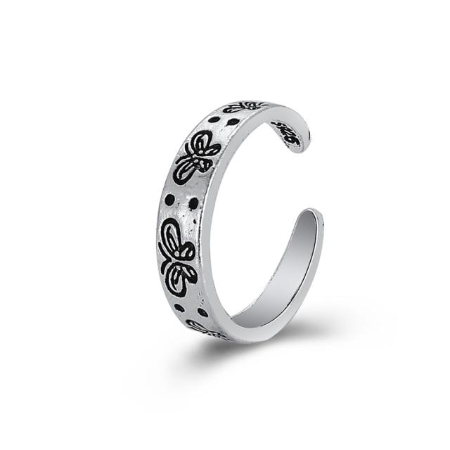 Finger Ring Girls Snake Smile Stylish Fashionable Men Jewelry Women Classic Vintage Ancient Tone Color Punk Hip Hop Adjustable Boho FrogFashion