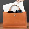 Large Capacity A4 Leather Document Bag Magnetic Button Simple Double Layer File Folder Elegant Lightweight
