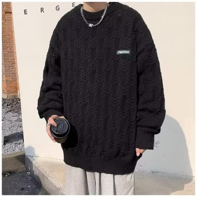 Twist Sweater Men's Autumn and Winter New Style Japanese Retro Trendy Brand Lazy Style Round Neck Sweater Loose Casual Top