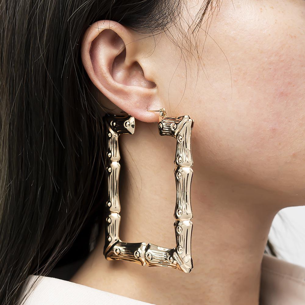 Серьги Золотые Большие Круглые Серьги Хип-Хоп Крупные Серьги Из Бамбука