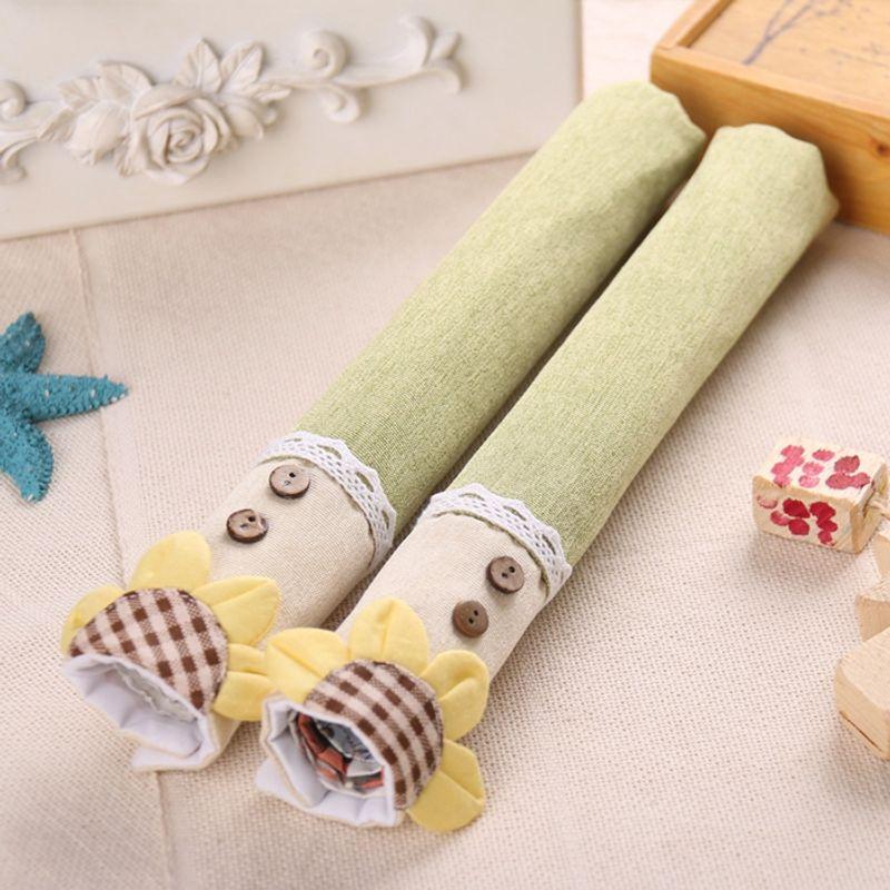 

Handmade Double Door Refrigerator Thickened Heattech Fabric Sunflower (one pair)