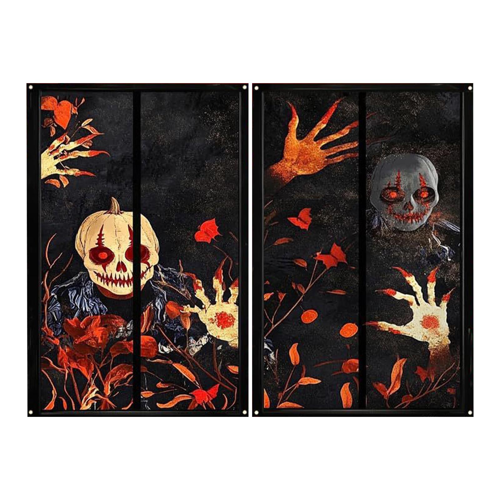 

2 Pieces Halloween Window Decoration Creepy Realistic Halloween Window Poster for Window Parties Wall Living Rooms Bedrooms