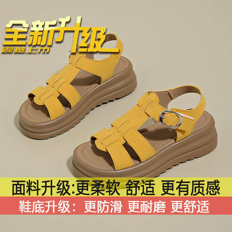 Fashion women's shoes size 35 thick soft sole not tired feet beach shoes women's summer wear 2025 new Roman sandals