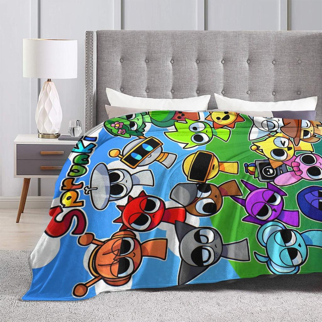 Sprunkis Characters Game Fuzzy Blanket Funny Throw Blankets for Home 125*100cm Rug Piece