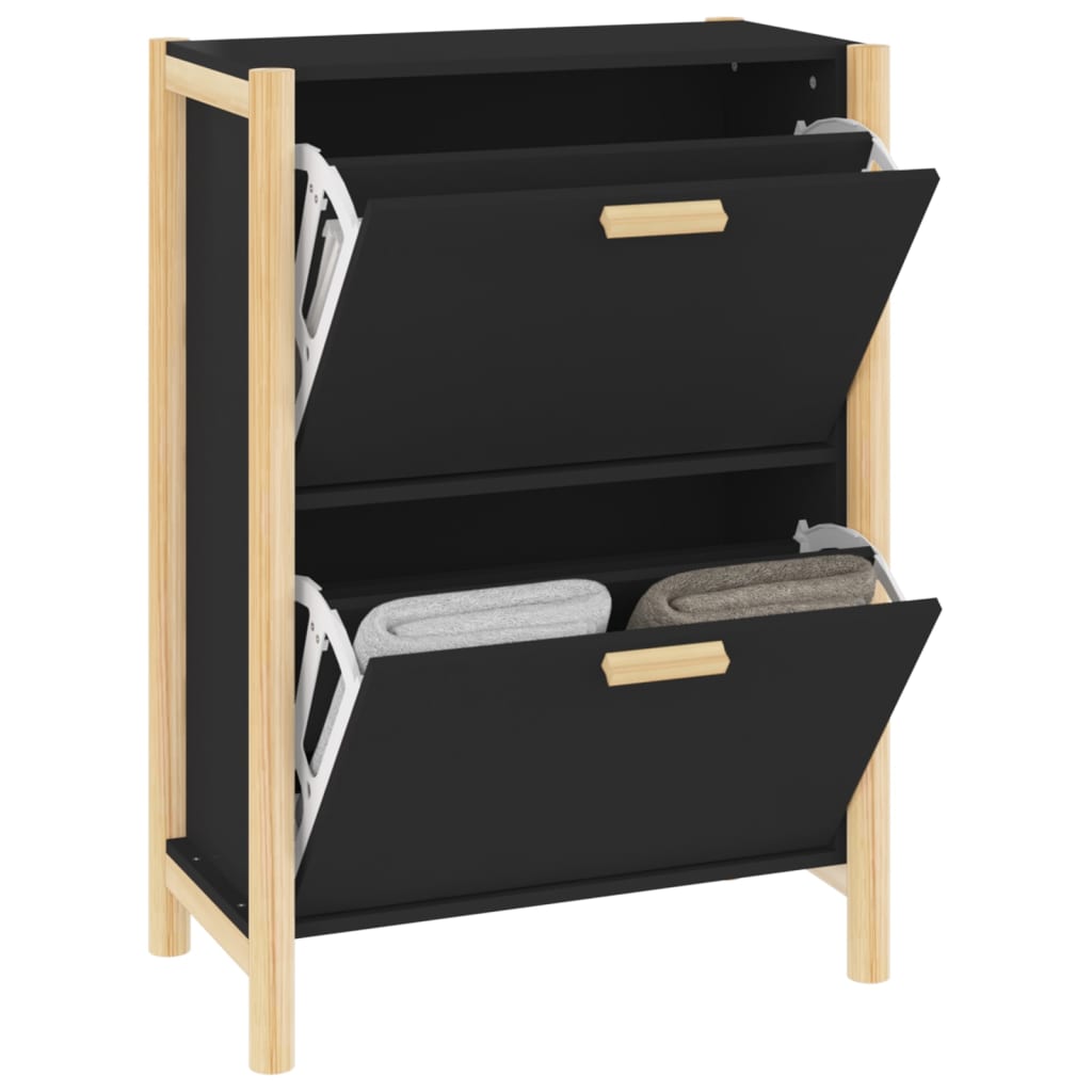 Shoe Cabinet Black 57.5 X 33 X 80 Cm Particleboard