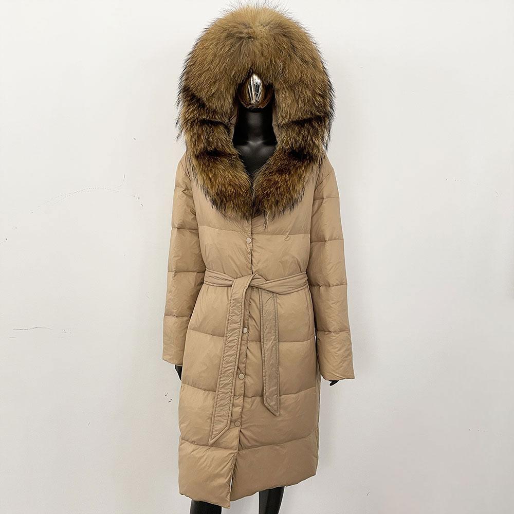 OFTBUY Winter Women Coat Real Fox Fur Collar Hooded Jacket Thick Warm Autumn Hat Detachable X-long White Duck Down Overwears
