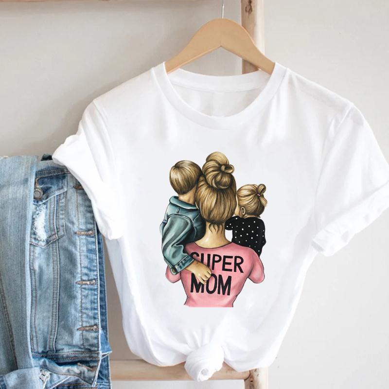 Summer Fashion Mom Daughter Son Short Sleeve Women Clothing Mother Casual Print Tee Top T-shirt Lady Female Graphic T-shirt