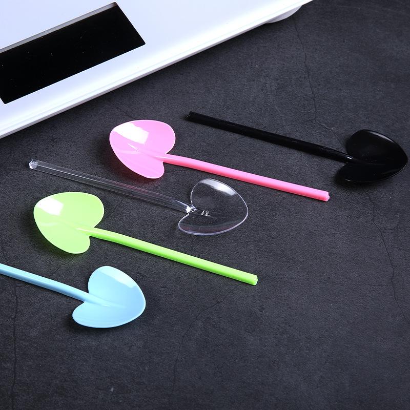 100Pcs Heart Shape Disposable Spoons - Colorful Long Handle Dessert Spoons For Ice Cream, Cake, Pastry, Mooncakes | Cute Party