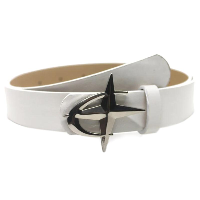 Lady Belt Elegant Skinny Waist Belt for Dress Skinny Belt Round Buckle белый