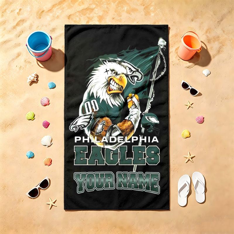 Philadelphia Eagles (23) Beach Towel Customizable Text Comfortable Pool Towels Stylish Beach Accessories Must Have Gifts for Both Men and Women