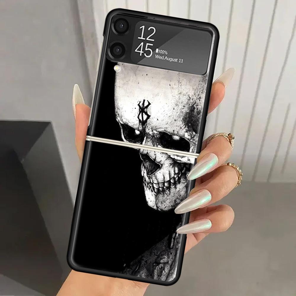 Satanic Goat Satan Devil Hard PC Phone Case For Samsung Galaxy Z Flip 7 6 5 4 3 Black ZFlip7 ZFlip6 Flip5 Flip4 Flip3 5G Print C
