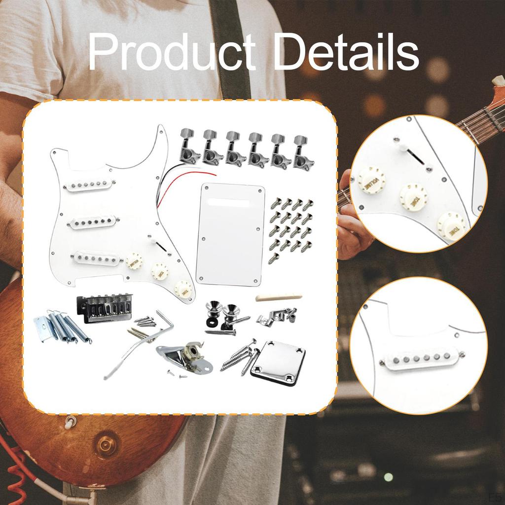 DIY Electric Guitar 11 Hole Scratchplate Portable Multifunction Sss Pickguard Tuning Pegs for