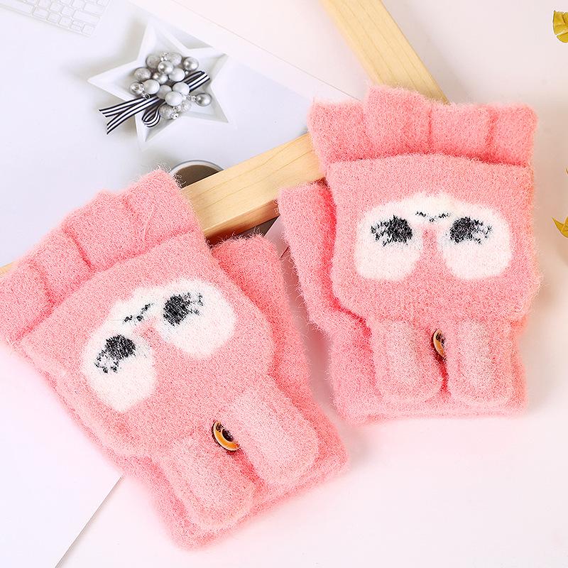 

Зимние детские варежки без пальцев с флисовой подкладкой и мультяшным кроликом для тепла и письма. One Size