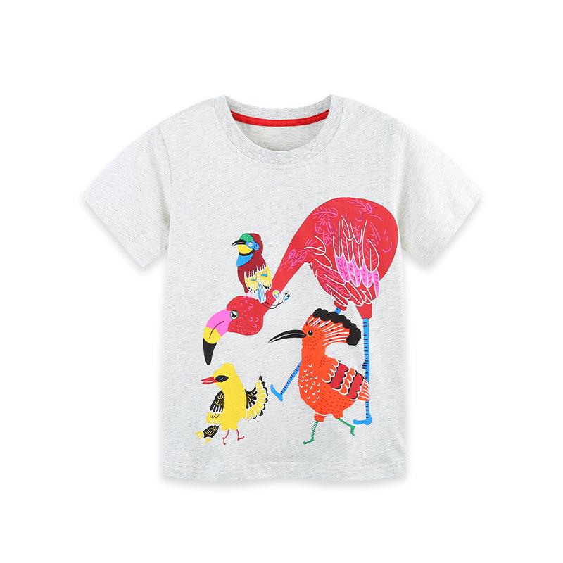 Girls European Style Animal Print Short Sleeve Cotton T-shirt - Summer New Arrivals 125 cm
