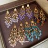 Retro Ethnic Style Rice Beads Beaded Water Drop Fringed Earrings Light Luxury High-end Ear Hooks Bohemian Temperament Earrings