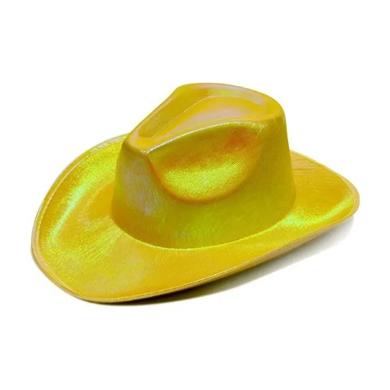 New Western Magic Cowboy Hat Neon Flash Space Cowboy Hat Halloween Carnival Party Pink Colorful Hat Holiday Party Dance Props