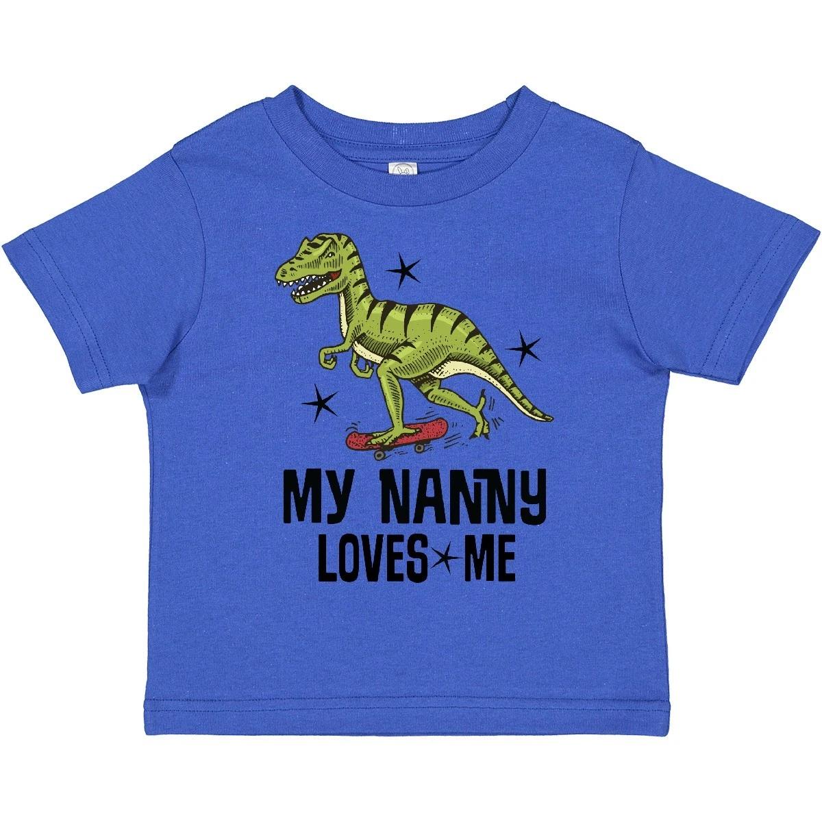 Inktastic My Nanny Loves Me Grandson Dinosaur Toddler kids boys T-Shirt Childs Boy Clothes 110