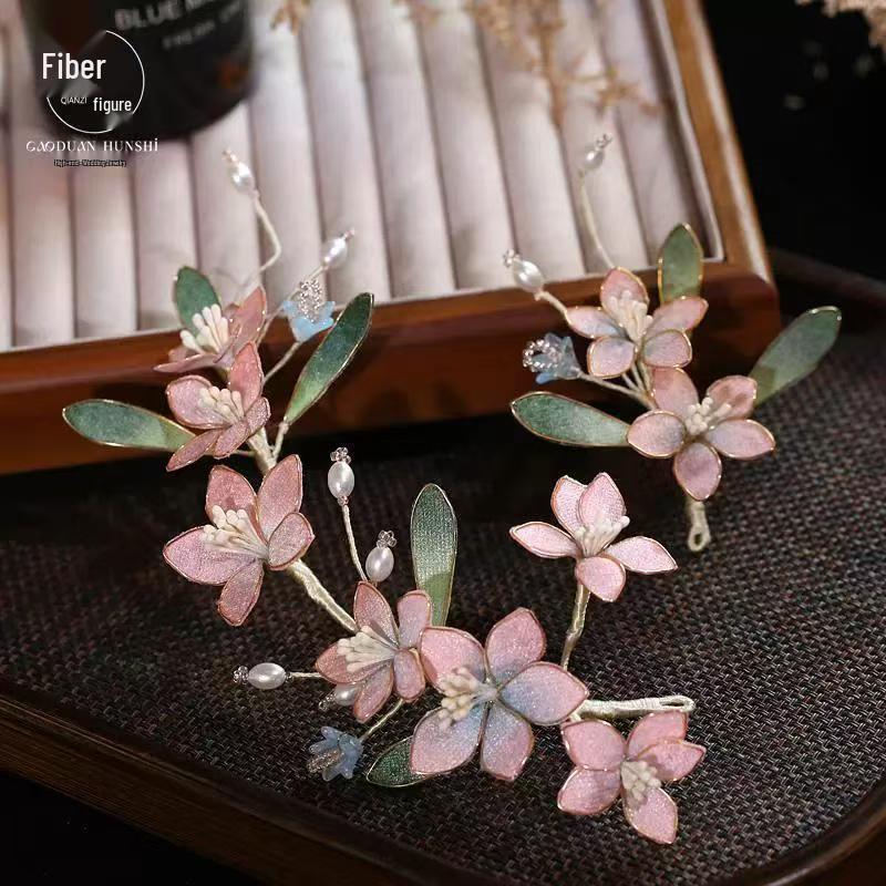 Original New Style Blue Hanfu Headdress: Ancient Classical Flower Hairpin Accessories