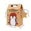 24PCS Eco-Friendly Christmas Candy Packaging Box Brown Kraft Paper Christmas Party Favor Bag 9.4X6X14cm