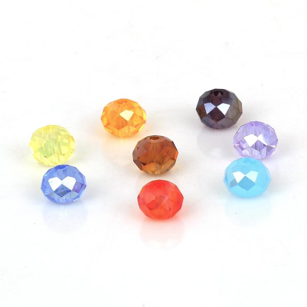 6mm Flat Glass Crystal Beads - DIY Plated Color Abacus Loose Beads for Accessories