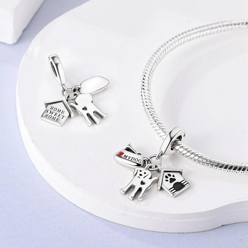 Charms Copper Plated Creative Puppy Rice Bowl And House Pendants Ideal For Original Bracelet Bead Women Jewellery Making