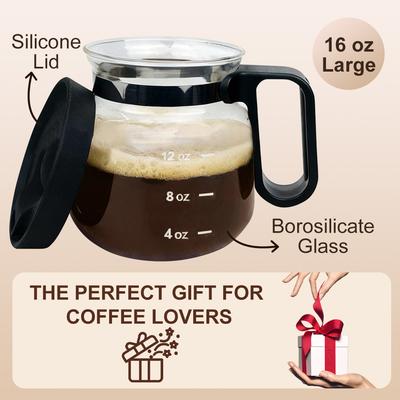 Heat Resistant Coffee Pot Clear Glass Kettle Sharing Pot with Lids Mini Heatproof Large Capacity Clear Cup With Travel Lid Gift
