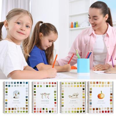 חוברת עבודה בצבעי מים למתחילים סט צבעי מים 12 צבעים גינה חג המולד סתיו חורף ספר צבעי מים לילדים מבוגרים בני נוער