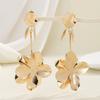European and American jewelry electroplated gold three-dimensional flower earrings women's long style personalized fashion design earrings earrings