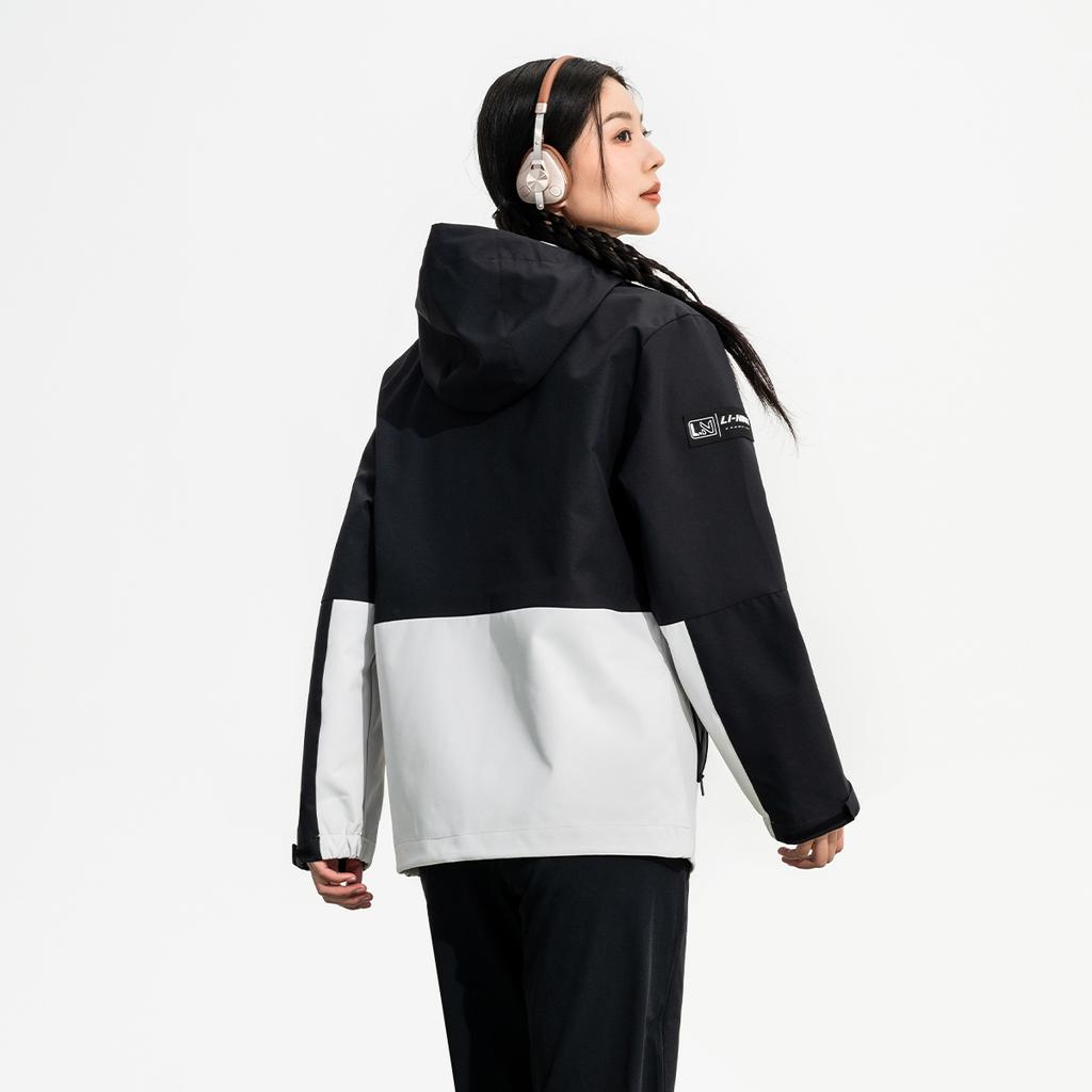 Li Ning Sports Casual Loose Simple Hooded Windbreaker Unisex Outerwear Black Gray AFDUC59-3