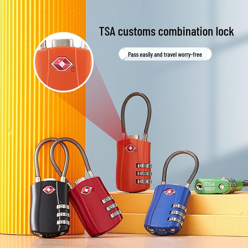 TSA Vollmetall-Zahlenschloss mit weichem Stahlseil für Rucksack, Schrank oder Reisekoffer