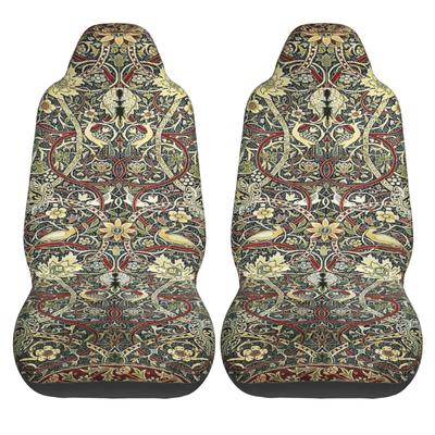 Bohemian Vintage Blumendruck Autositzbezüge Set aus 2 Vordersitzbezügen Schoner Zubehör Universell Passend für die meisten Autos Lkw