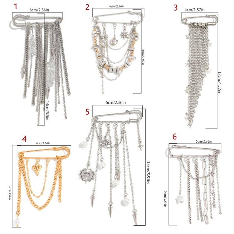 Elegant Metal Chain Tassels Brooch Badge With Layered Effect For Adding Flair To Coats Bags And Various Garments