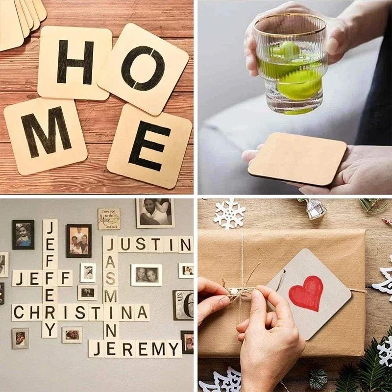 12-30cm Natural Wood Square Slice, Unfinished Wooden Squares Cutouts for DIY Craft, Engraving and Carving, Painting, Door Hanger