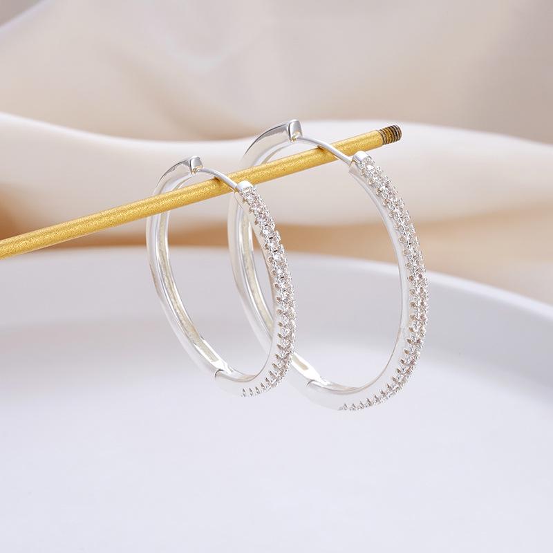 Gold & Silver Rhinestone Zirconia Hoop Earrings for Women - Luxurious, Versatile, Exaggerated Circle Design
