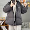 Winter padded jacket thickened fake two-piece padded jacket men's trendy hooded loose couple padded jacket bread jacket