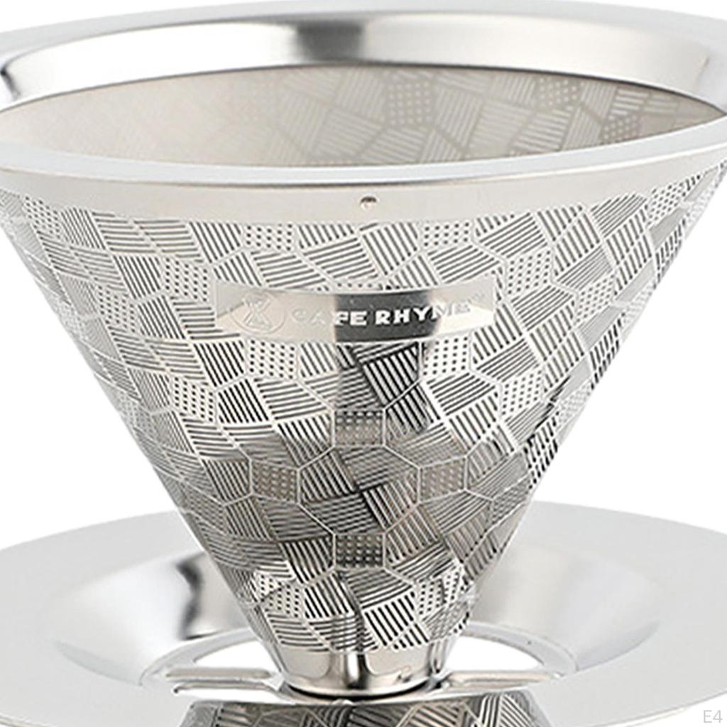 Metal Cone Filter Paperless Pour Over Coffee Maker for Office Camping Travel Without Base