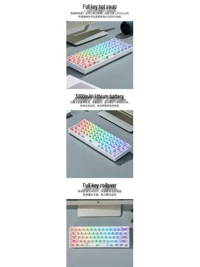 61-Key Mini Mechanical Keyboard with Three-Mode Wireless Bluetooth, Red Tea Switch for Laptop Gaming & Office