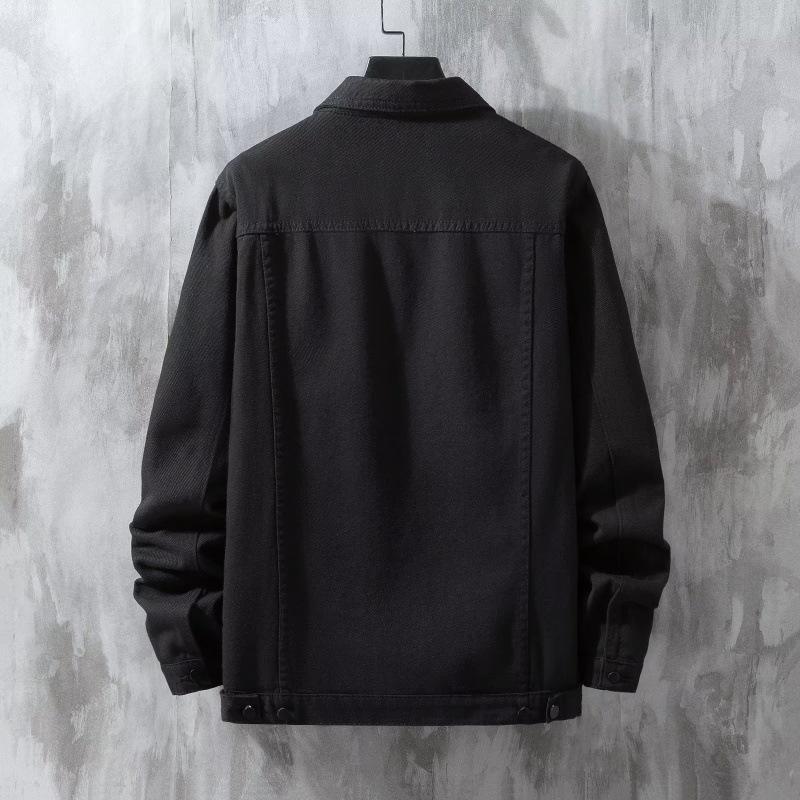 Men's Trendy Japanese Denim Workwear Jacket: Loose, Multi-Pocket, Casual Top for Spring & Autumn.